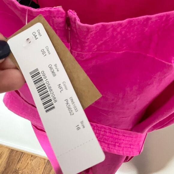 NWT! J.Crew Women Tie Waist Linen Jumpsuit size 16 Hot Pink Square Neck Wide Leg - Picture 7 of 13